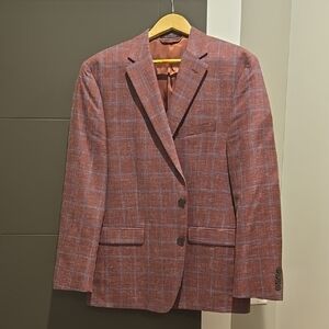 Lauren Ralph Lauren Pink Wool-Blend Blazer with Plaid Pattern